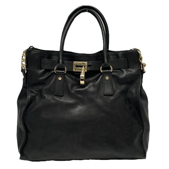 MICHAEL KORS Handbag Soft Black Leather Gold Locket Chain 2-Way *EUC* FABULOUS!! - Picture 3 of 15